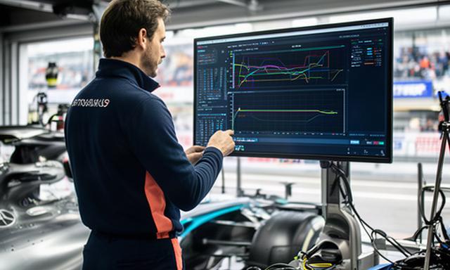 Technische specialist naast een telemetriescherm in de pitstraat van Zandvoort