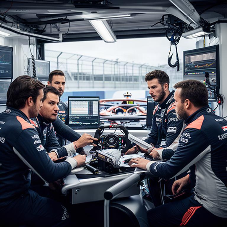 Nederlandse racecrew bespreekt voertuigdata in de pitbox van een circuit in Utrecht